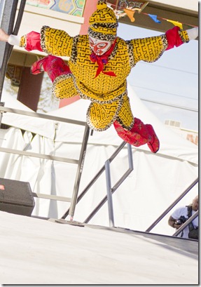 costumed performer defies gravity at Chinese New Year Festival 2010 in Las Vegas, NV